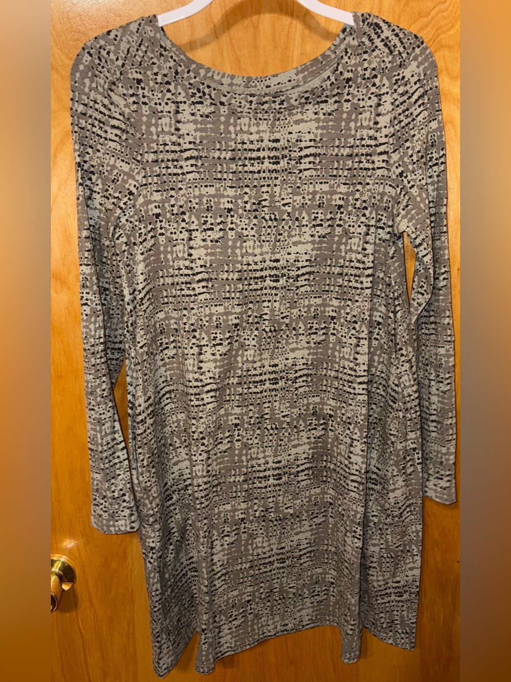 Pact green/black printed organic cotton blend knit t-shirt dress Size Medium